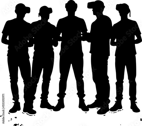 Drone Enthusiasts Man Silhouettes Vector