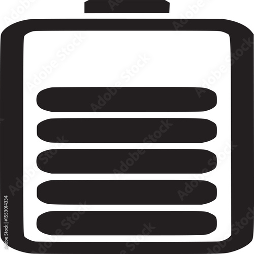 A graphic illustration of a black battery symbol with a high charge level on a white background