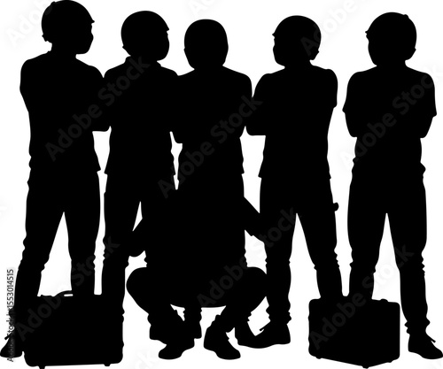 Drone Enthusiasts Man Silhouettes Vector