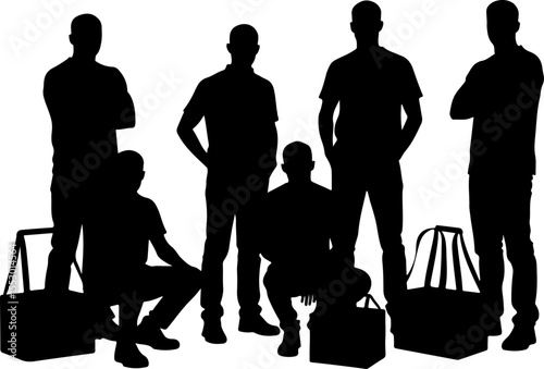 Drone Enthusiasts Man Silhouettes Vector