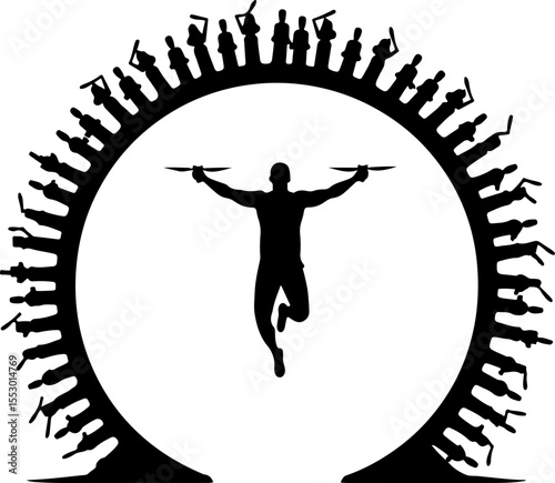 Drone Enthusiasts Man Silhouettes Vector
