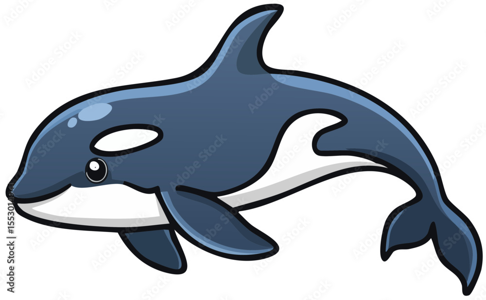 Fototapeta premium Cartoon Orca Whale - Cute Marine Animal Illustration
