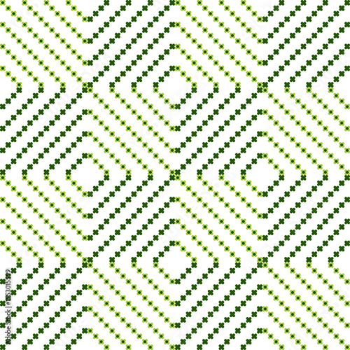 green dot arranges in diamond patchwork repeat seamless style design for fabric print or t-shirt paint or backdrop wall