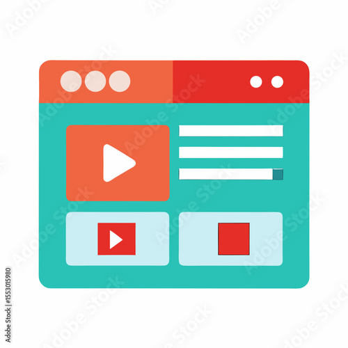 Modern flat design interface for digital media playback and content management