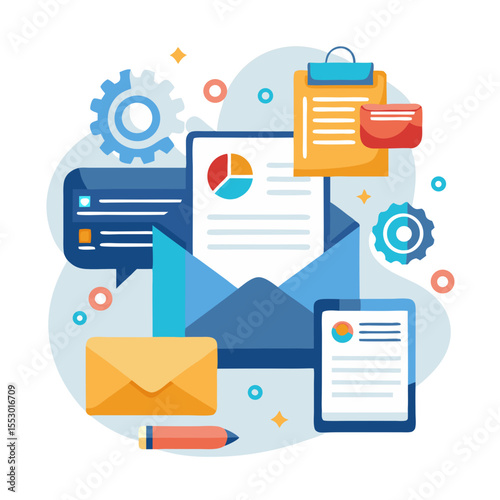 Email marketing campaign concept Newsletter email and messaging Direct selling project in business List of customers who want to send by email modern flat design simple vector illustration isolated