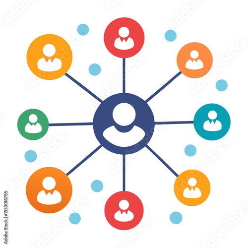 Connected people network diagram illustrating relationships and communication