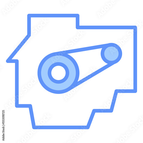 Engine Car Outline Blue Color Icon
