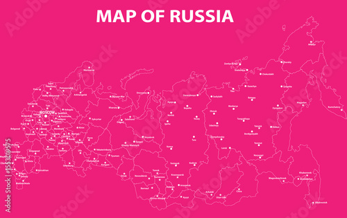 Detailed Vector Map of Russia with Cities