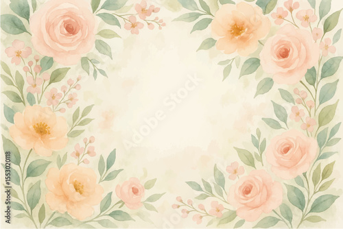 Wallpaper Mural Vintage floral background with romantic pink roses, elegant frame, and decorative hearts for a wedding or Valentine's Day card design Torontodigital.ca