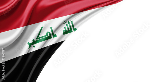 Iraqi flag with flowing fabric texture. transparent, png