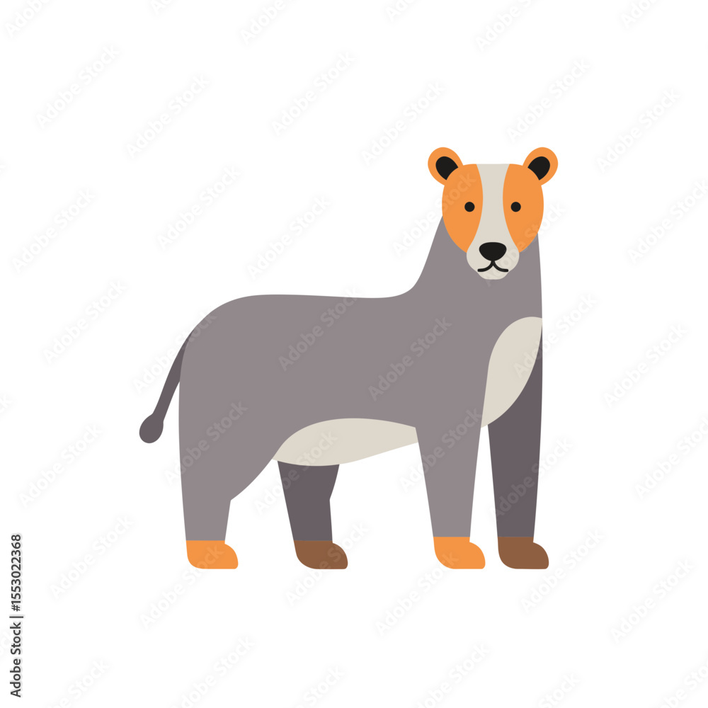 Obraz premium Geometric stylized lioness standing against transparent. The illustration is composed of geometric shapes that use various shades