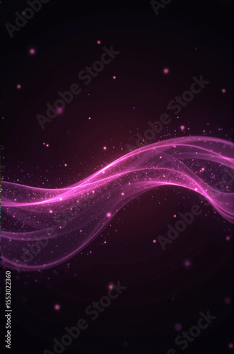 Purple wave with a lot of sparkles is displayed on a dark background. The wave is long and has a lot of pink sparkles that are scattered throughout it. Scene is one of excitement and energy