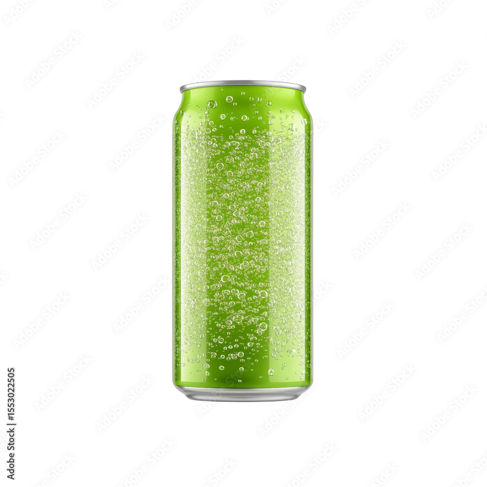 Fototapeta premium Refreshing Green Soda Can with Condensation - Sparkling Drink in Aluminum Can
