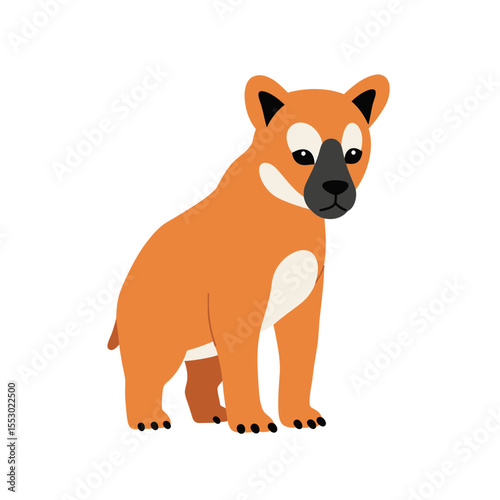 Cute and adorable South American Short-eared dog cub illustration