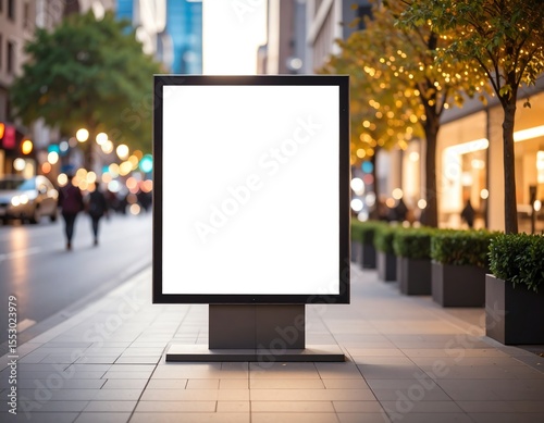 Empty billboard in a busy urban environment.