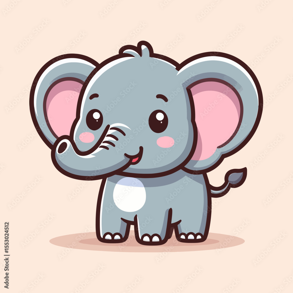 Naklejka premium Cute Cartoon Elephant Character Illustration