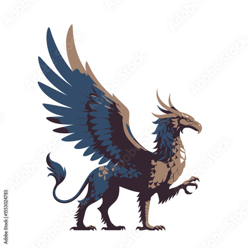 A captivating illustration of a majestic griffin, its wings spread wide, exuding power and grace. This mythical creature is a symbol of strength and vigilance
