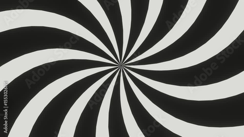 Black and White Spiral Sunburst Background Animation, Seamless Loop, Retro Inspired Multicolor Bubblegum Swirl Rays and Rotating Stripes, 4k