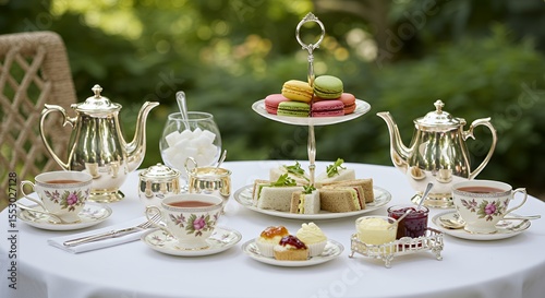 Elegant Afternoon Tea in a Lush Garden Setting
