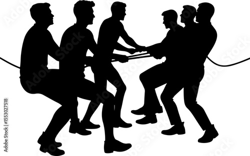 Tug of War Game Silhouettes vector man bundle