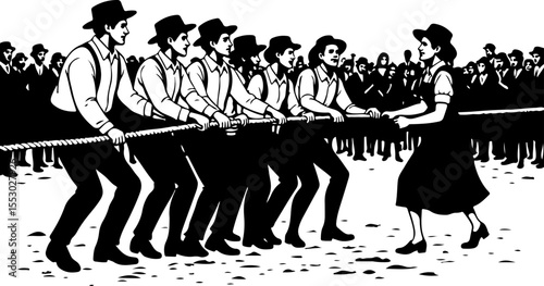 Tug of War Game Silhouettes vector man bundle