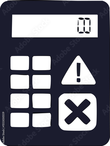 Calculator Error: Illustrative depiction of a calculator displaying a digital error message, with visual symbols representing calculation failure, highlighting a mistake.