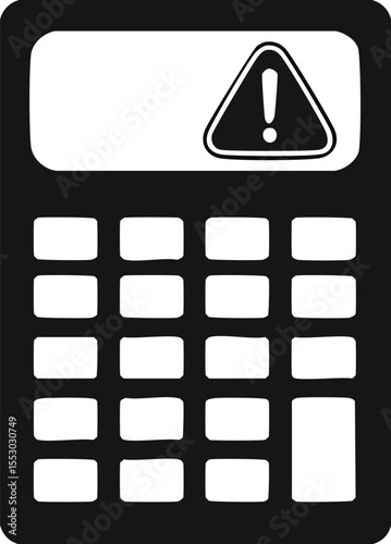 Warning Calculator Error: A simple, minimalist design of a calculator with a prominent warning symbol, symbolizing potential errors or issues in calculations or financial contexts.