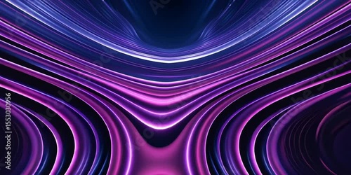 Abstract Futuristic Background with Curved Glowing Lines in Purple and Blue