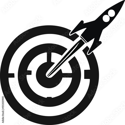 Rocket Target: A stylized rocket soaring towards a bullseye target, symbolizing ambition, achievement, and precision.