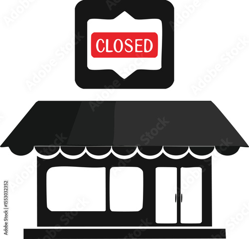 Shop Temporarily Closed: An icon representing a shop with a "CLOSED" sign, symbolizing business closure or temporary shutdown.