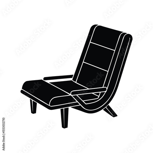 Silhouette of a Modern Lounge Chair with Arms and Cushion Design