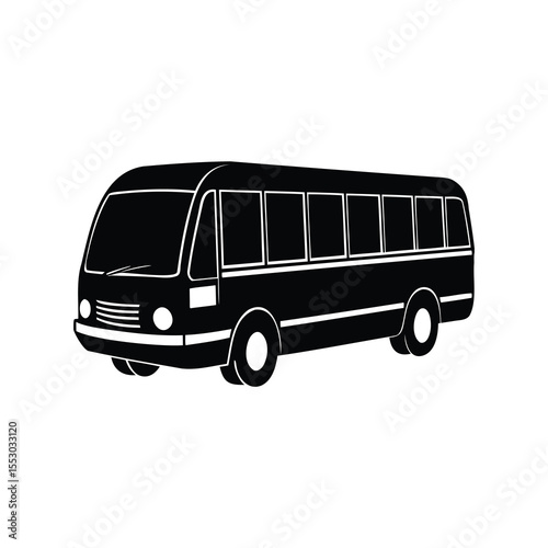 Black and White Bus Illustration for Transportation and Graphic Design Use