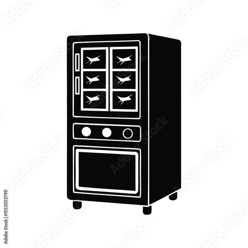 Vending machine silhouette with multiple product displays and dispensing mechanisms