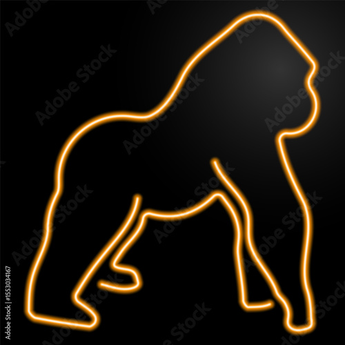 gorilla neon sign, modern glowing banner design, colorful modern design trends on black background. Vector illustration.
