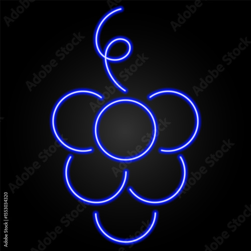 grape neon sign, modern glowing banner design, colorful modern design trends on black background. Vector illustration.