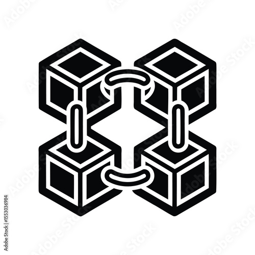 Interconnected Cubes Showing Network Connection and the Flow of Information