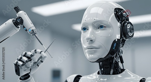 Female scientist working with microscope and lab equipment in a modern medical laboratory