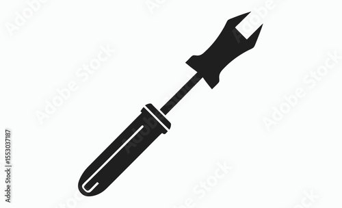 Screwdriver silhouette, hand tool icon, black vector illustration, repair equipment graphic