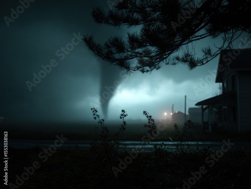 Storm is brewing in the distance, with a house in the front