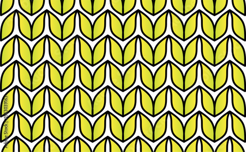 Seamless yellow wheat grain pattern with bold black outlines. Stylized farm crop texture for food packaging, organic branding, agriculture prints, eco-themed backgrounds.