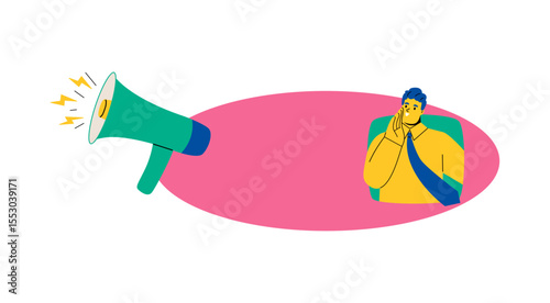 Business man shoutout insert text. Flat vector illustration isolated on white background