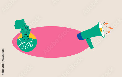 Woman shoutout insert text. Colorful vector illustration