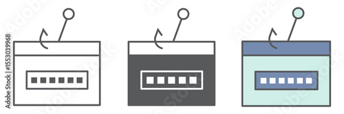 Password phishing icon collection, security and theft, hacker attack sign vector set graphics, editable stroke linear icon, eps 10.