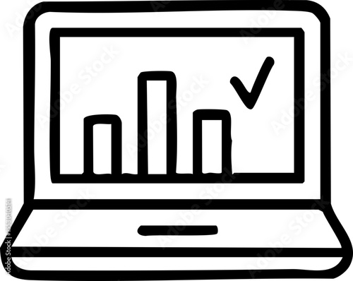Laptop with Chart and Checkmark Icon