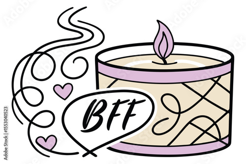 Stylized flat lay of a scented candle with decorative intertwined elements