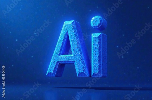 Abstract digital illustration featuring glowing letters 'Ai' on a textured blue background, symbolizing artificial intelligence and technological innovation in a modern context