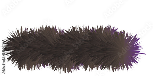 Abstract fur or bristle texture in dark brown and black tones with subtle purple highlights, isolated on white background, resembling animal fur or brush strokes.