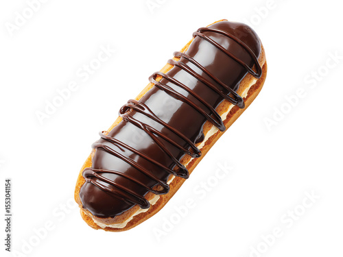 Dark Chocolate Eclair isolated on transparent background png