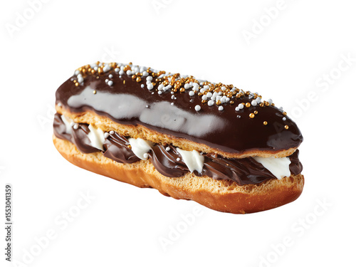 Dark Chocolate Eclair isolated on transparent background png
