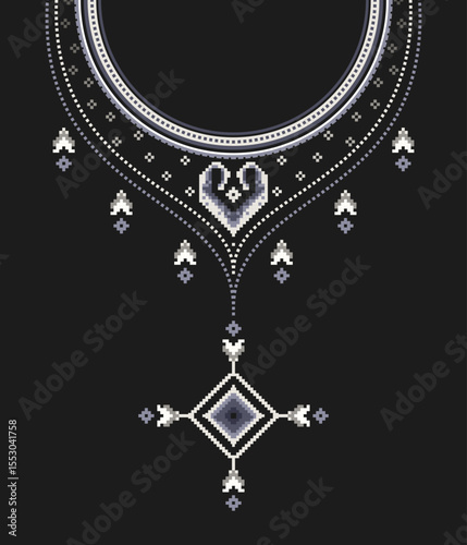 Pixel Heart Collar Design in Monochrome